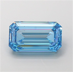 Picture of Lab Grown Diamond 4.01 Carats, Emerald with  Cut, Fancy Vivid Blue Color, VS2 Clarity and Certified by IGI