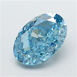 Picture of Lab Grown Diamond 3.52 Carats, Oval with  Cut, Fancy Vivid Blue Color, VS1 Clarity and Certified by IGI
