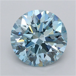 Picture of Lab Grown Diamond 2.00 Carats, Round with Ideal Cut, Fancy Vivid Blue Color, VVS1 Clarity and Certified by IGI