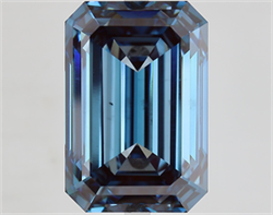 Picture of Lab Grown Diamond 18.14 Carats, Emerald with  Cut, Fancy Vivid Blue Color, VS1 Clarity and Certified by IGI