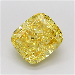 Picture of Lab Grown Diamond 1.55 Carats, CUSHION MODIFIED with  Cut, Fancy Vivid Yellow Color, VS1 Clarity and Certified by IGI