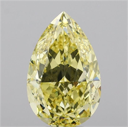 Picture of Lab Grown Diamond 7.12 Carats, Pear with  Cut, Fancy Intense Yellow Color, VS1 Clarity and Certified by IGI