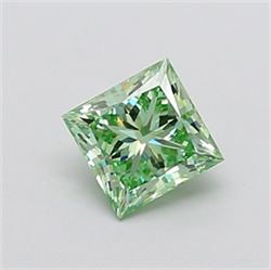 Picture of Lab Grown Diamond 1.50 Carats, Princess with  Cut, Fancy Vivid Green Color, VS1 Clarity and Certified by IGI
