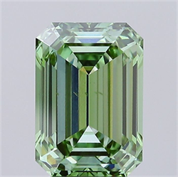 Picture of Lab Grown Diamond 4.07 Carats, Emerald with  Cut, Fancy Vivid Green Color, VS2 Clarity and Certified by IGI