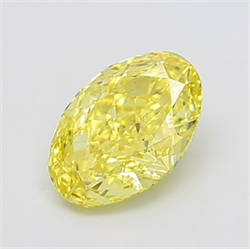 Picture of Lab Grown Diamond 3.07 Carats, Oval with  Cut, Fancy Vivid Yellow Color, VS2 Clarity and Certified by IGI