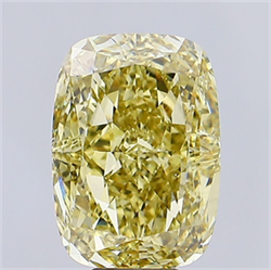 Picture of Lab Grown Diamond 9.63 Carats, CUSHION MODIFIED with  Cut, Fancy Intense Yellow Color, VS1 Clarity and Certified by IGI