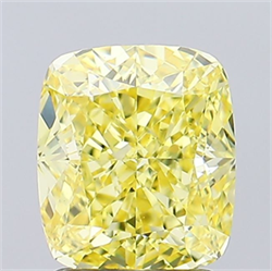 Picture of Lab Grown Diamond 1.89 Carats, Cushion with  Cut, Fancy Vivid Yellow Color, VS1 Clarity and Certified by IGI