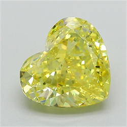 Picture of Lab Grown Diamond 3.02 Carats, Heart with  Cut, Fancy Vivid Yellow Color, VS1 Clarity and Certified by IGI
