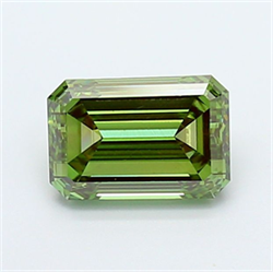 Picture of Lab Grown Diamond 1.42 Carats, Emerald with  Cut, Fancy Vivid Green Color, VS1 Clarity and Certified by IGI