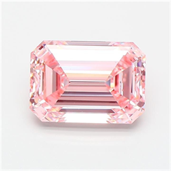 Picture of Lab Grown Diamond 3.07 Carats, Emerald with  Cut, Fancy Vivid Pink Color, VS1 Clarity and Certified by IGI