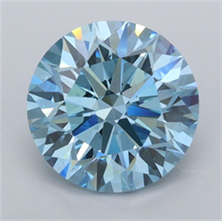Picture of Lab Grown Diamond 2.01 Carats, Round with Ideal Cut, Fancy Vivid Blue Color, VVS2 Clarity and Certified by IGI