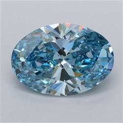 Picture of Lab Grown Diamond 1.50 Carats, Oval with  Cut, Fancy Vivid Blue Color, VVS1 Clarity and Certified by IGI
