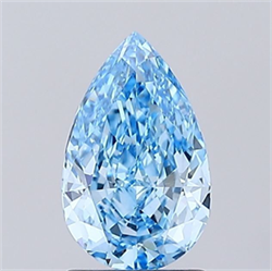 Picture of Lab Grown Diamond 1.43 Carats, Pear with  Cut, Fancy Vivid Blue Color, VVS2 Clarity and Certified by IGI