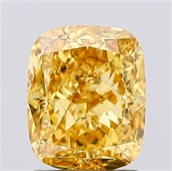 Picture of Lab Grown Diamond 1.79 Carats, CUSHION MODIFIED with  Cut, Fancy Vivid Yellow Color, VS1 Clarity and Certified by IGI
