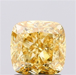 Picture of Lab Grown Diamond 1.50 Carats, CUSHION MODIFIED with  Cut, Fancy Intense Yellow Color, VS2 Clarity and Certified by IGI
