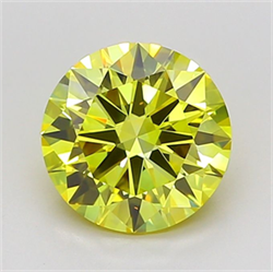 Picture of Lab Grown Diamond 1.49 Carats, Round with Excellent Cut, Fancy Vivid Yellow Color, VVS2 Clarity and Certified by IGI