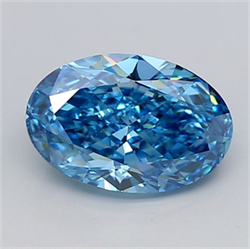 Picture of Lab Grown Diamond 2.87 Carats, Oval with  Cut, Fancy Vivid Blue Color, VS1 Clarity and Certified by IGI