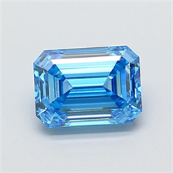 Picture of Lab Grown Diamond 1.22 Carats, Emerald with  Cut, Fancy Vivid Blue Color, VVS2 Clarity and Certified by IGI