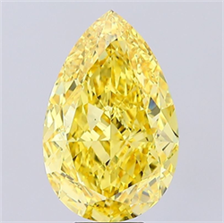 Picture of Lab Grown Diamond 8.50 Carats, Pear with  Cut, Fancy Vivid Yellow Color, VS2 Clarity and Certified by IGI