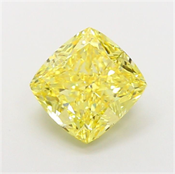 Picture of Lab Grown Diamond 3.05 Carats, CUSHION MODIFIED with  Cut, Fancy Vivid Yellow Color, VS2 Clarity and Certified by IGI