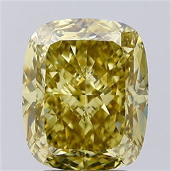 Picture of Lab Grown Diamond 3.67 Carats, CUSHION MODIFIED with  Cut, Fancy Intense Yellow Color, VVS2 Clarity and Certified by IGI