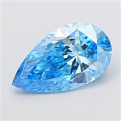 Picture of Lab Grown Diamond 3.03 Carats, Pear with  Cut, Fancy Vivid Blue Color, VS2 Clarity and Certified by IGI