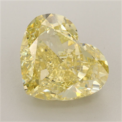 Picture of Lab Grown Diamond 7.02 Carats, Heart with  Cut, Fancy Vivid Yellow Color, VS1 Clarity and Certified by IGI