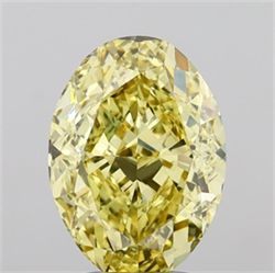 Picture of Lab Grown Diamond 3.04 Carats, Oval with  Cut, Fancy Intense Yellow Color, VS1 Clarity and Certified by IGI