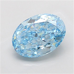 Picture of Lab Grown Diamond 3.09 Carats, Oval with  Cut, Fancy Vivid Blue Color, VS1 Clarity and Certified by IGI