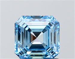 Picture of Lab Grown Diamond 1.50 Carats, Asscher with  Cut, Fancy Vivid Blue Color, VVS2 Clarity and Certified by IGI