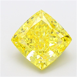 Picture of Lab Grown Diamond 6.00 Carats, CUSHION MODIFIED with  Cut, Fancy Vivid Yellow Color, VS1 Clarity and Certified by IGI