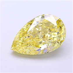 Picture of Lab Grown Diamond 2.50 Carats, Pear with  Cut, Fancy Vivid Yellow Color, VS2 Clarity and Certified by IGI