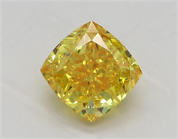 Picture of Lab Grown Diamond 1.38 Carats, CUSHION MODIFIED with  Cut, Fancy Vivid Yellow Color, VVS1 Clarity and Certified by IGI