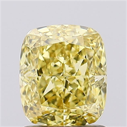 Picture of Lab Grown Diamond 1.54 Carats, CUSHION MODIFIED with  Cut, Fancy Vivid Yellow Color, VS2 Clarity and Certified by IGI