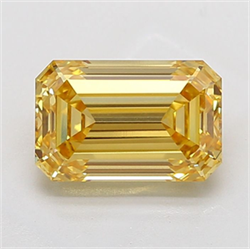 Picture of Lab Grown Diamond 4.01 Carats, Emerald with  Cut, Fancy Intense Yellow Color, VS1 Clarity and Certified by IGI