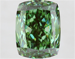 Picture of Lab Grown Diamond 6.03 Carats, CUSHION MODIFIED with  Cut, Fancy Vivid Green Color, VS1 Clarity and Certified by IGI