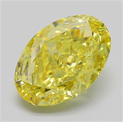 Picture of Lab Grown Diamond 5.57 Carats, Oval with  Cut, Fancy Vivid Yellow Color, VS1 Clarity and Certified by IGI