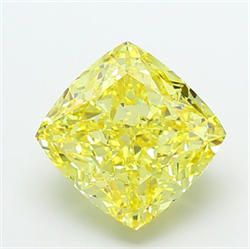 Picture of Lab Grown Diamond 7.08 Carats, CUSHION MODIFIED with  Cut, Fancy Vivid Yellow Color, VS1 Clarity and Certified by IGI