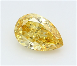 Picture of Lab Grown Diamond 1.63 Carats, Pear with  Cut, Fancy Vivid Yellow Color, VS1 Clarity and Certified by IGI