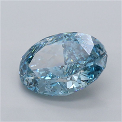 Picture of Lab Grown Diamond 1.52 Carats, Oval with  Cut, Fancy Vivid Blue Color, VVS1 Clarity and Certified by IGI