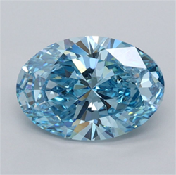 Picture of Lab Grown Diamond 2.50 Carats, Oval with  Cut, Fancy Vivid Blue Color, VS1 Clarity and Certified by IGI