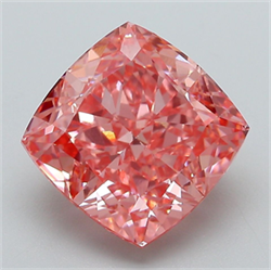 Picture of Lab Grown Diamond 5.08 Carats, CUSHION MODIFIED with  Cut, Fancy Vivid Pink Color, VVS2 Clarity and Certified by IGI