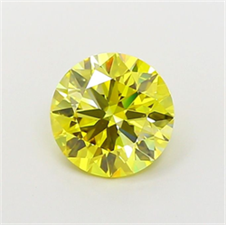 Picture of Lab Grown Diamond 1.55 Carats, Round with Ideal Cut, Fancy Vivid Yellow Color, VVS1 Clarity and Certified by IGI