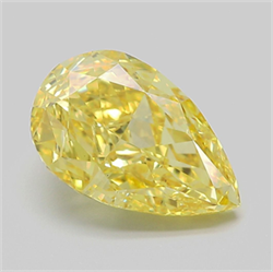 Picture of Lab Grown Diamond 4.06 Carats, Pear with  Cut, Fancy Vivid Yellow Color, VS1 Clarity and Certified by IGI