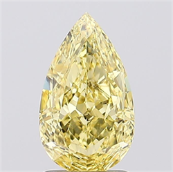 Picture of Lab Grown Diamond 1.73 Carats, Pear with  Cut, Fancy Vivid Yellow Color, VS1 Clarity and Certified by IGI