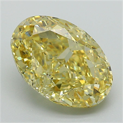 Picture of Lab Grown Diamond 4.02 Carats, Oval with  Cut, Fancy Vivid Yellow Color, VS1 Clarity and Certified by IGI