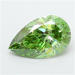 Picture of Lab Grown Diamond 3.00 Carats, Pear with  Cut, Fancy Vivid Green Color, VS1 Clarity and Certified by IGI