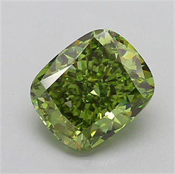 Picture of Lab Grown Diamond 2.58 Carats, CUSHION MODIFIED with  Cut, Fancy Vivid Green Color, VVS2 Clarity and Certified by IGI