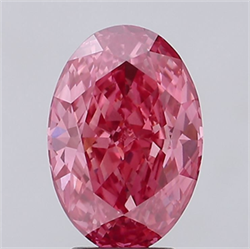 Picture of Lab Grown Diamond 4.17 Carats, Oval with  Cut, Fancy Vivid Pink Color, VS1 Clarity and Certified by IGI