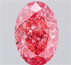 Picture of Lab Grown Diamond 1.97 Carats, Oval with  Cut, Fancy Vivid Pink Color, VS1 Clarity and Certified by IGI